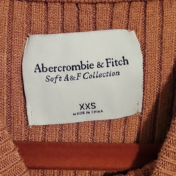 Abercrombie & Fitch striped ribbed crew neck sweater women's sz XXS brown black - Picture 2 of 7